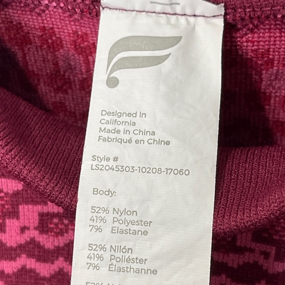 Fabletics Holly Seamless Fair Isle Long Sleeve Top & Leggings Set Merlot XL - Picture 13 of 14